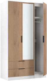 Java Tall Mirrored 2 Drawer 3 Door Triple Wardrobe