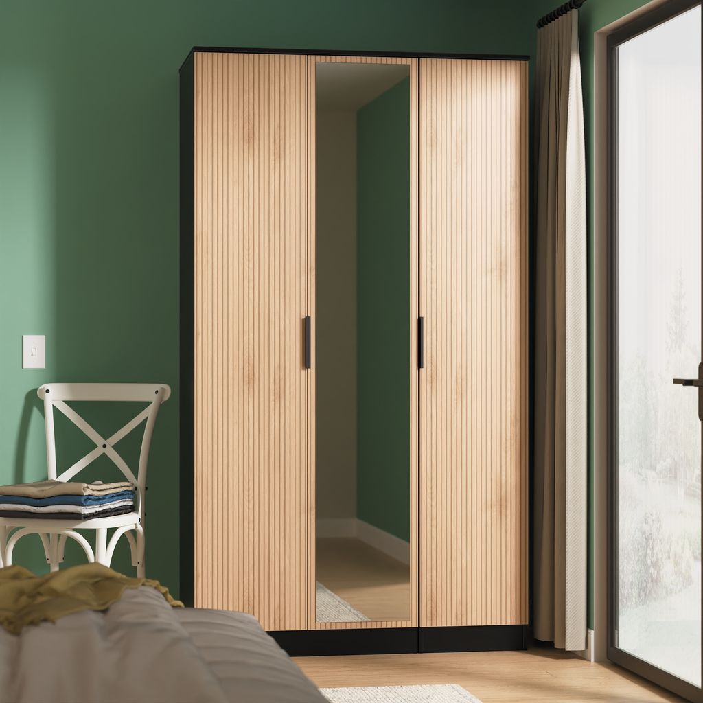Java Tall Mirrored 3 Door Triple Wardrobe