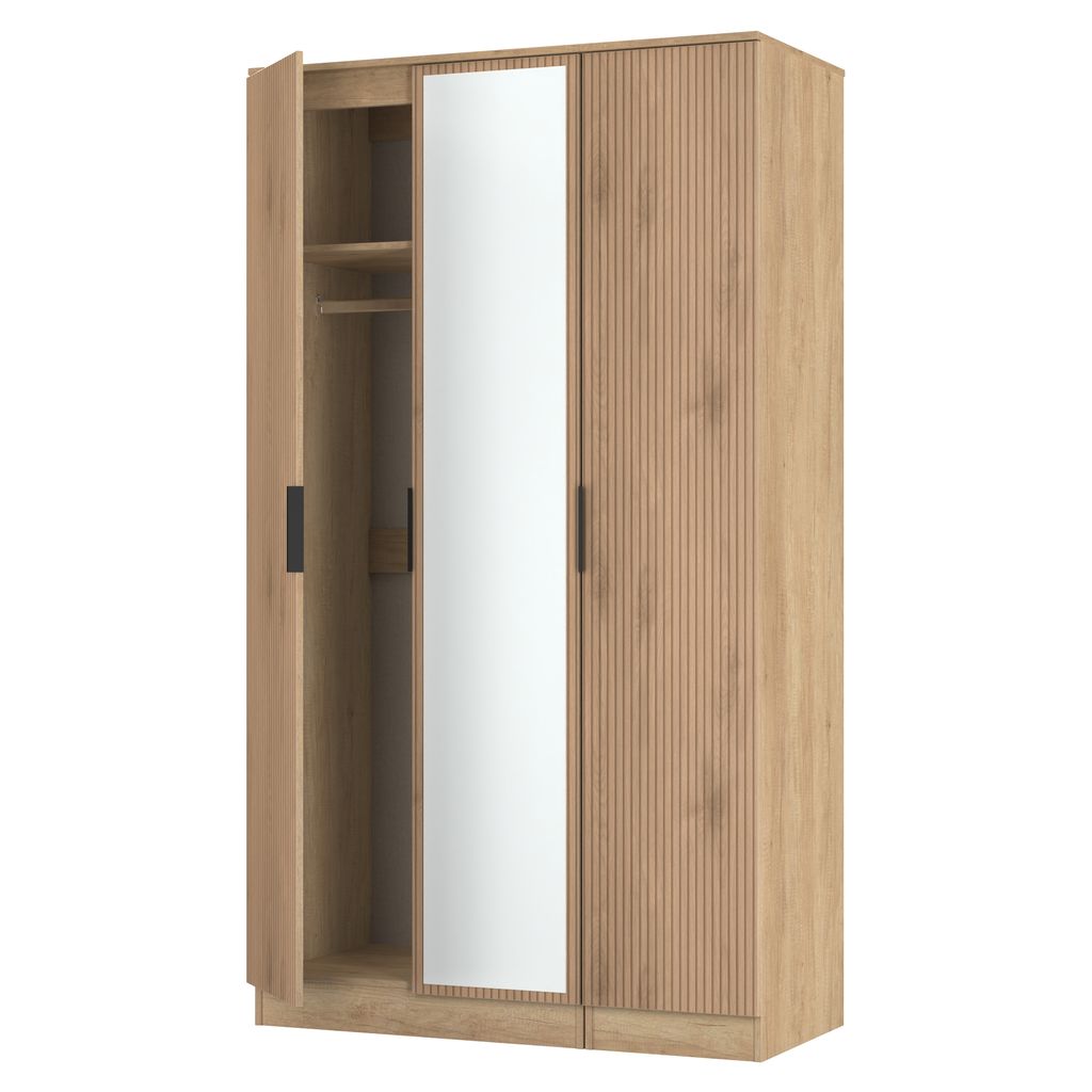 Java Tall Mirrored 3 Door Triple Wardrobe