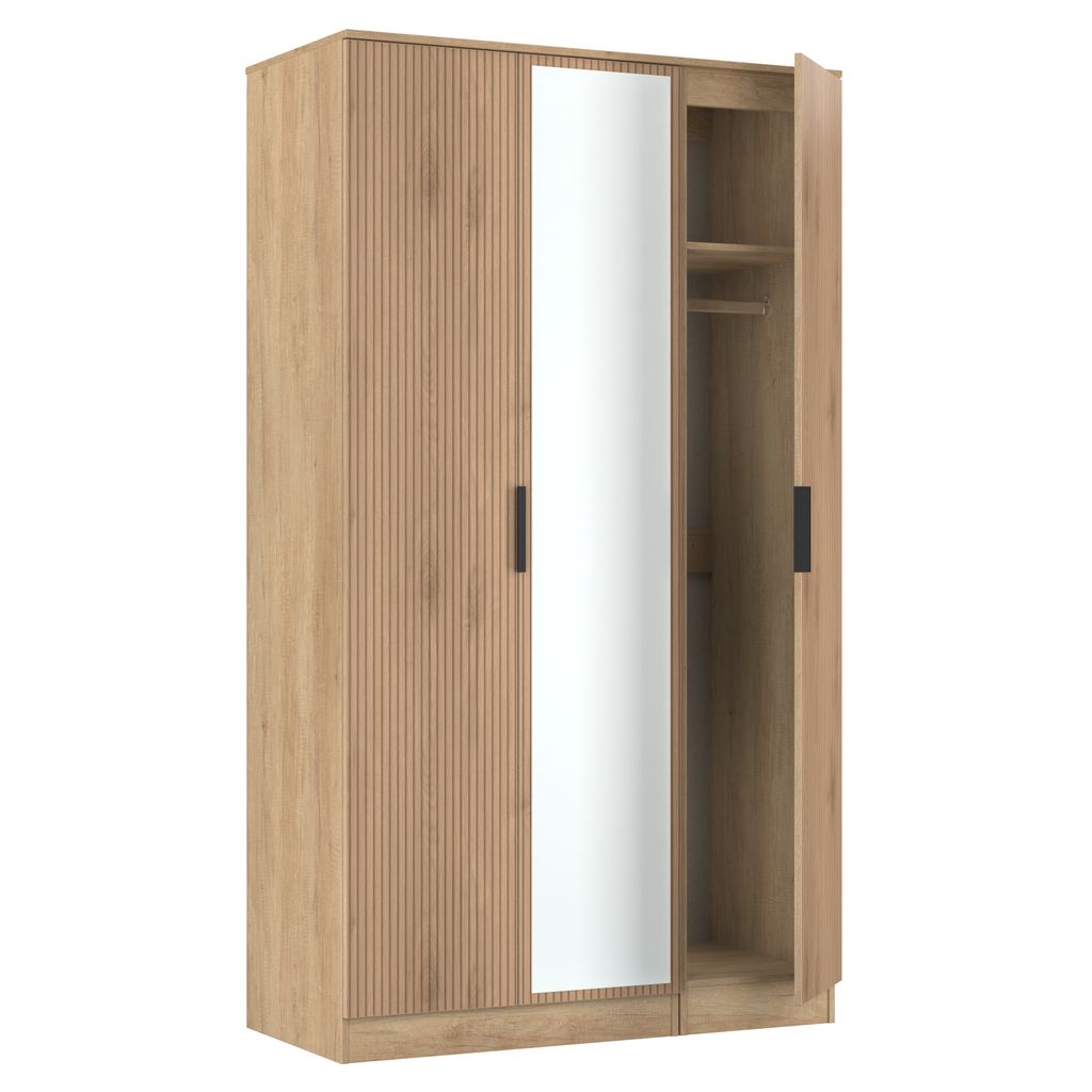 Java Tall Mirrored 3 Door Triple Wardrobe