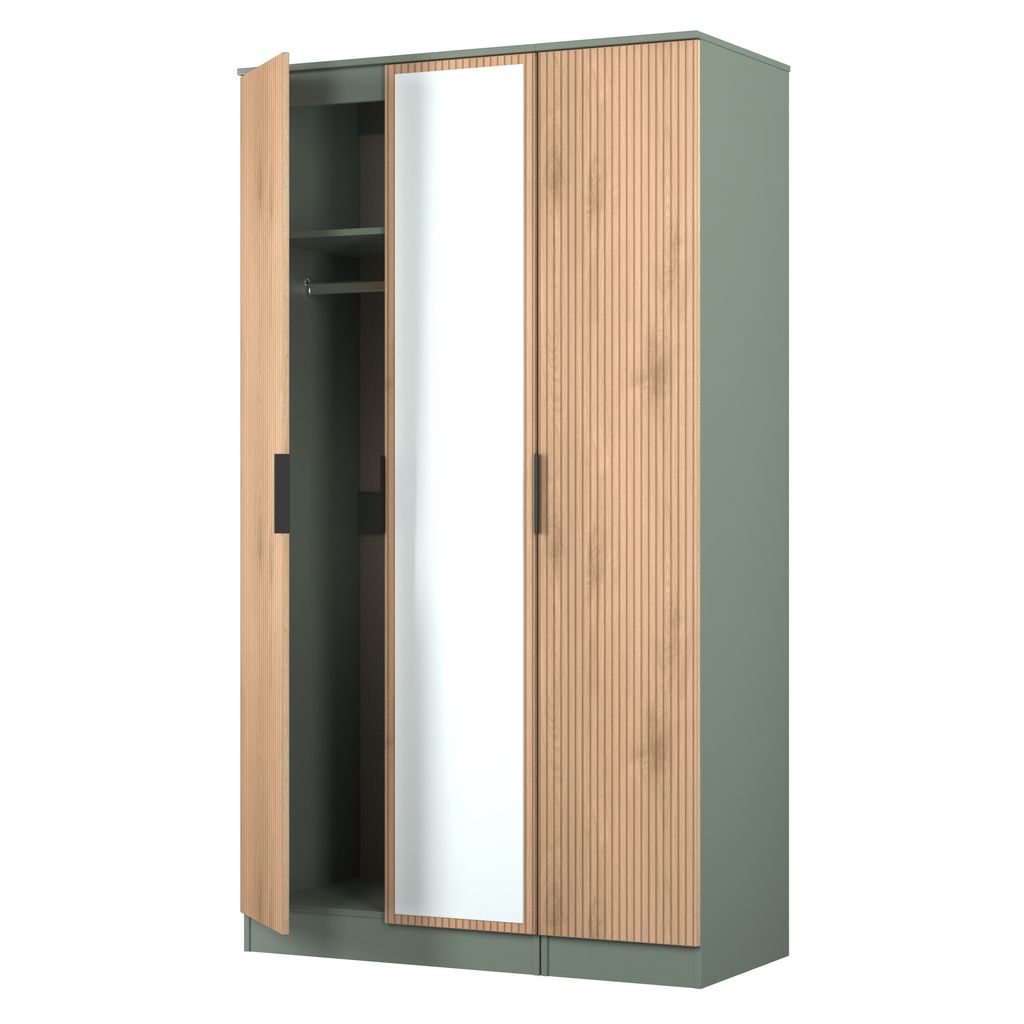Java Tall Mirrored 3 Door Triple Wardrobe