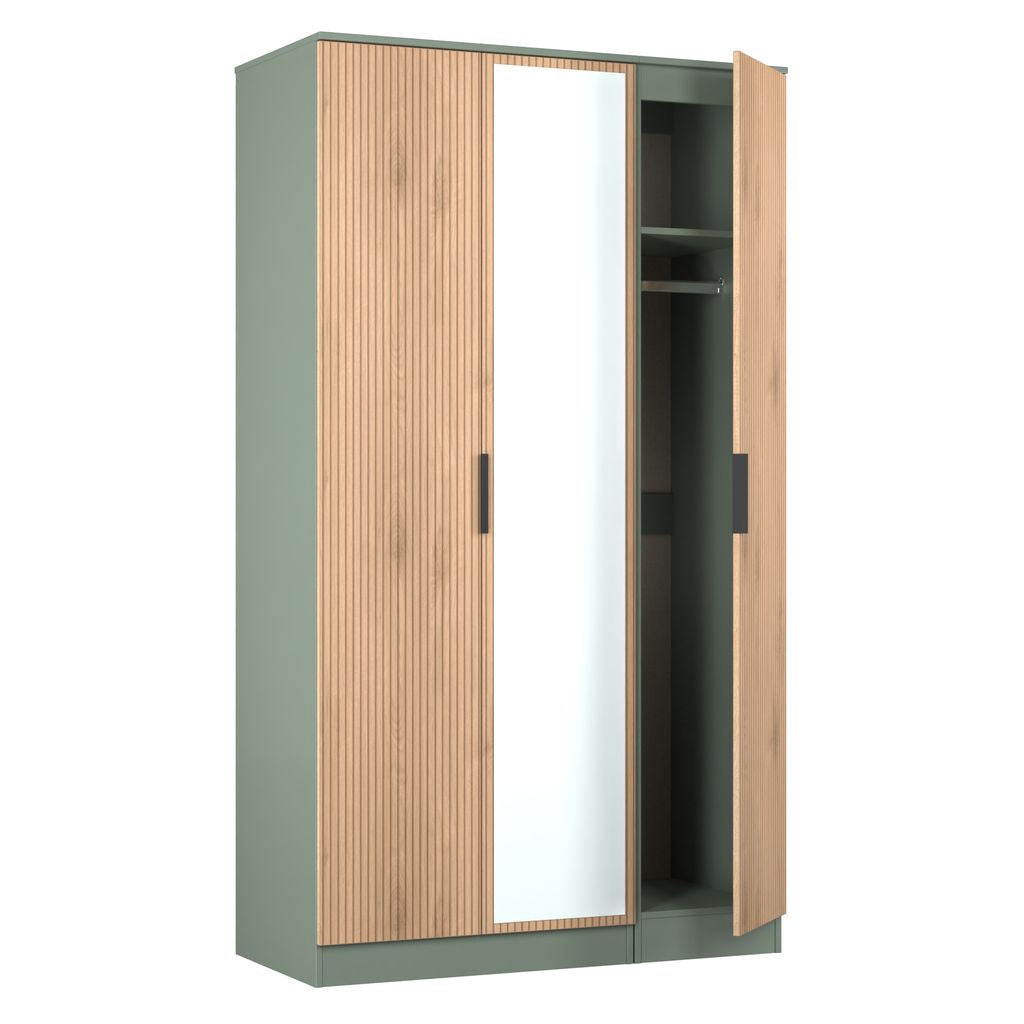 Java Tall Mirrored 3 Door Triple Wardrobe