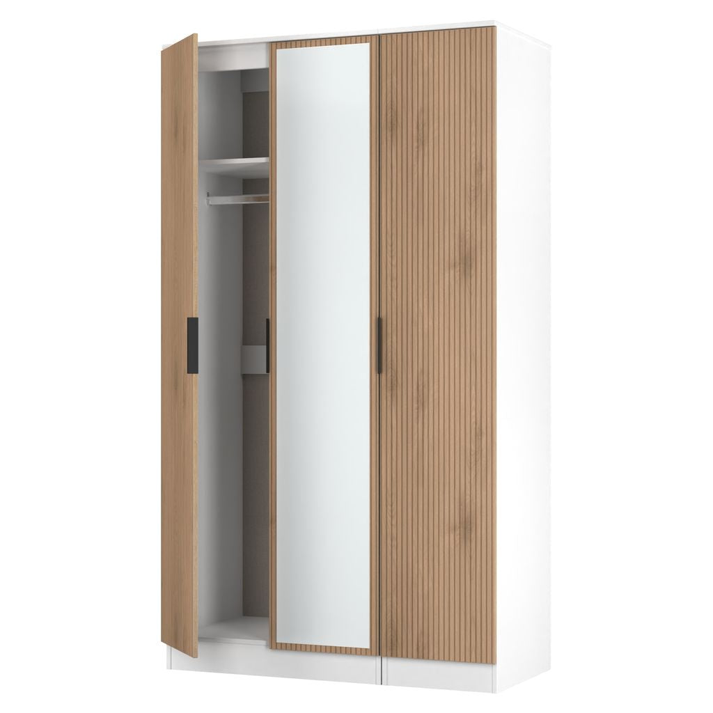 Java Tall Mirrored 3 Door Triple Wardrobe