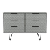 Harlequin 6 Drawer Chest with Black Hairpin Legs