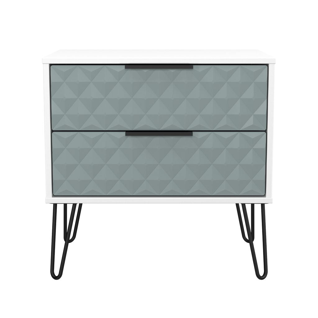 Harlequin 2 Drawer Midi Chest with Black Hairpin Legs