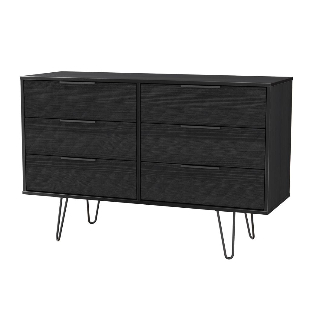 Harlequin 6 Drawer Chest with Black Hairpin Legs