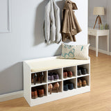 Kempton Oak Shoe Rack with Bench Seat Cushion