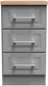 Kent 3 Drawer Bedside Table with Oak Top