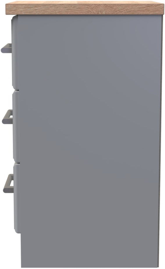 Kent 3 Drawer Bedside Table with Oak Top