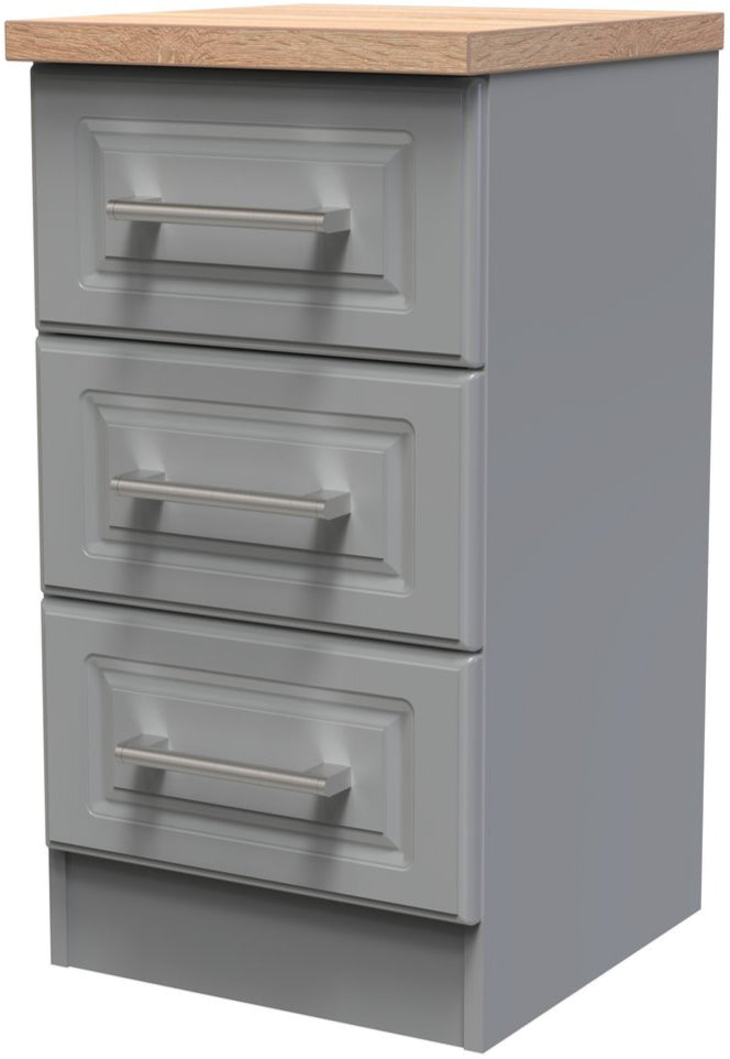 Kent 3 Drawer Bedside Table with Oak Top