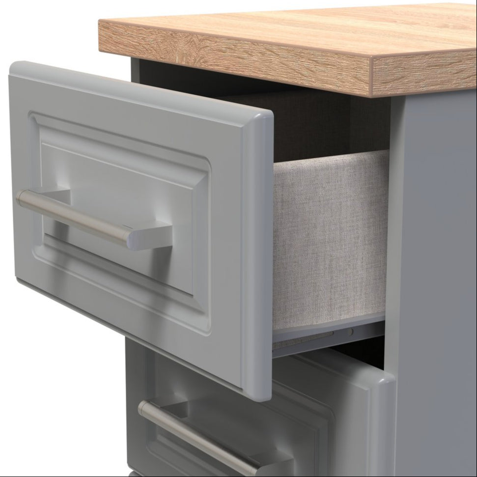 Kent 3 Drawer Bedside Table with Oak Top