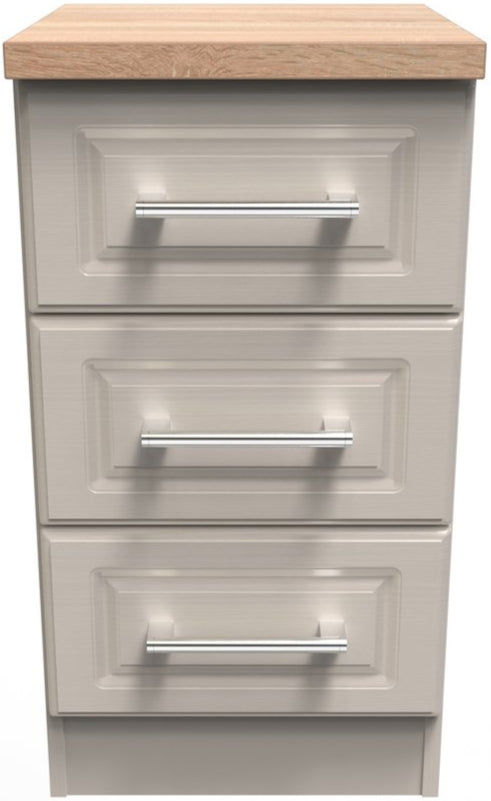 Kent 3 Drawer Bedside Table with Oak Top
