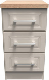 Kent 3 Drawer Bedside Table with Oak Top