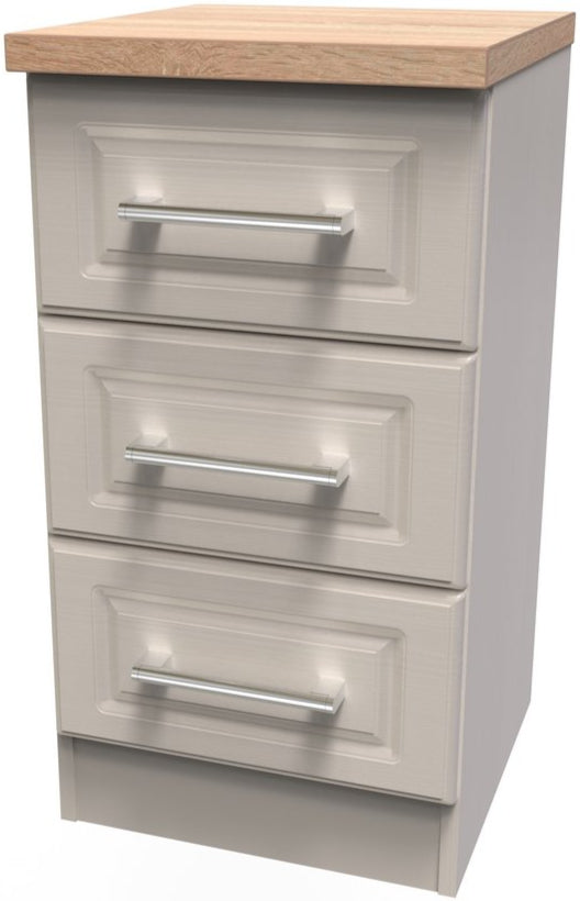 Kent 3 Drawer Bedside Table with Oak Top
