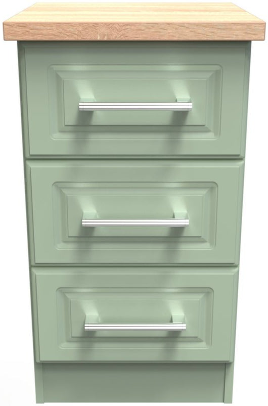 Kent 3 Drawer Bedside Table with Oak Top