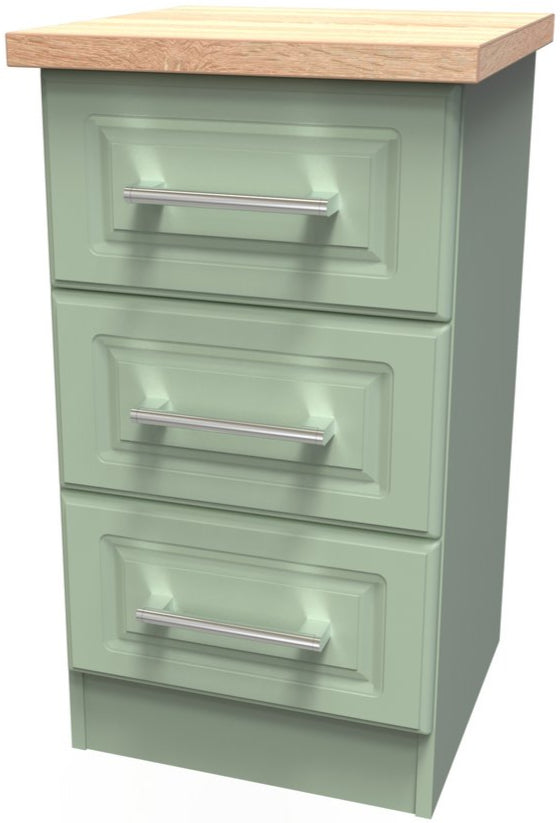 Kent 3 Drawer Bedside Table with Oak Top