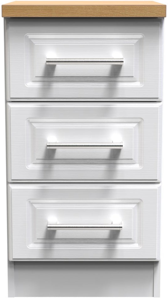 Kent 3 Drawer Bedside Table with Oak Top