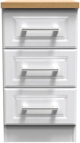 Kent 3 Drawer Bedside Table with Oak Top