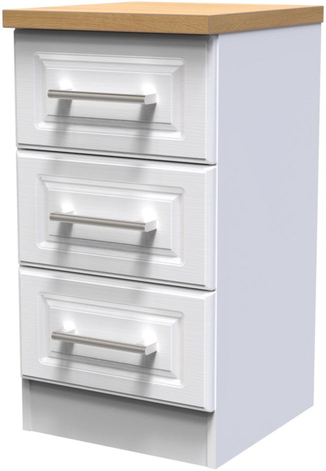 Kent 3 Drawer Bedside Table with Oak Top