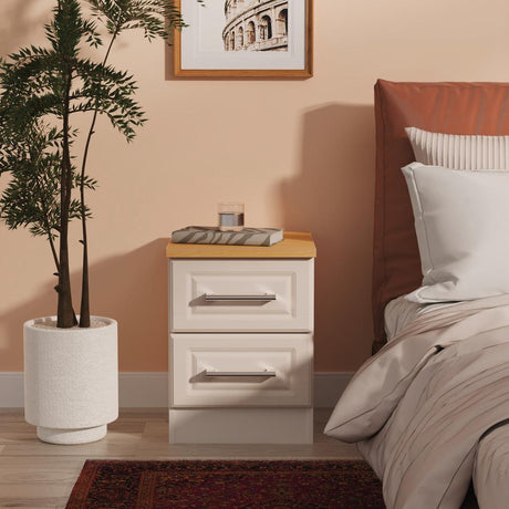 Kent 2 Drawer Bedside Table with Oak Top