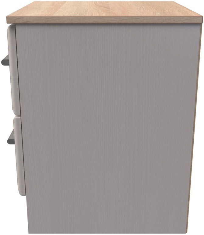 Kent 2 Drawer Bedside Table with Oak Top