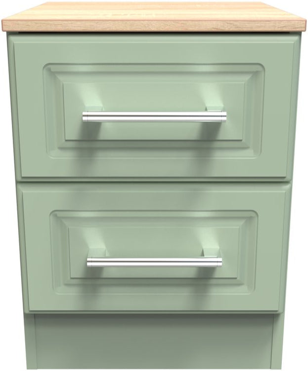 Kent 2 Drawer Bedside Table with Oak Top