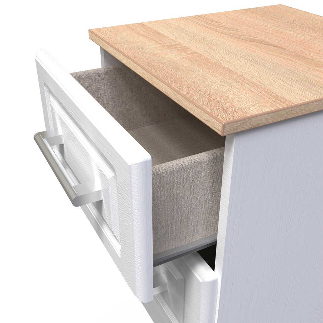 Kent 2 Drawer Bedside Table with Oak Top