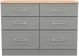 Kent 6 Drawer Midi Chest of Drawers with Oak Top