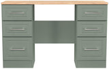 Kent 6 Drawer Double Pedestal Desk with Oak Top