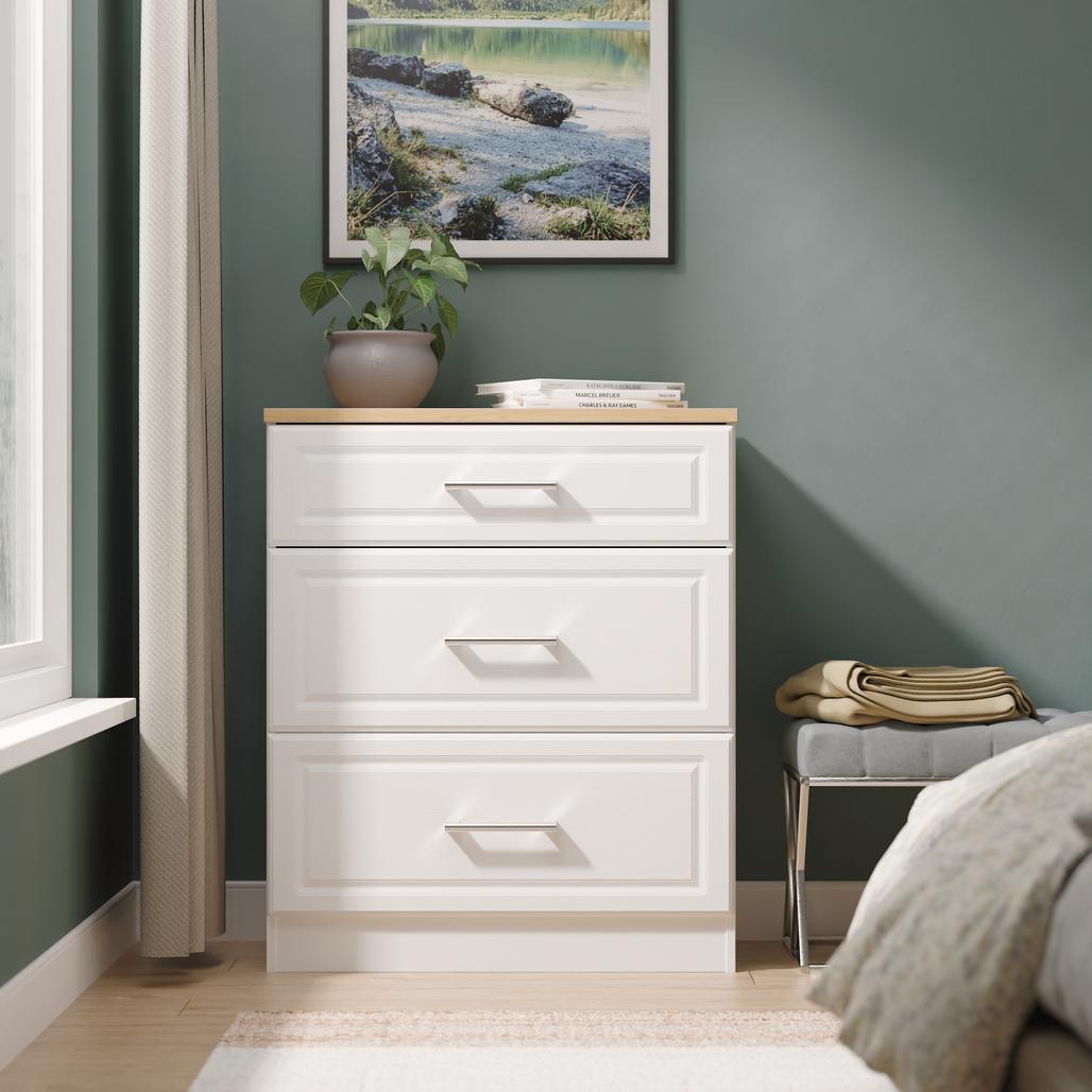 Kent 3 Drawer Deep Chest with Oak Top