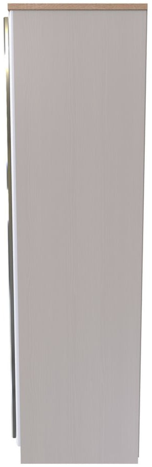 Kent Mirrored 2 Door Double Wardrobe with Oak Top