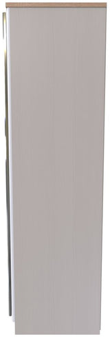 Kent Mirrored 2 Door Double Wardrobe with Oak Top