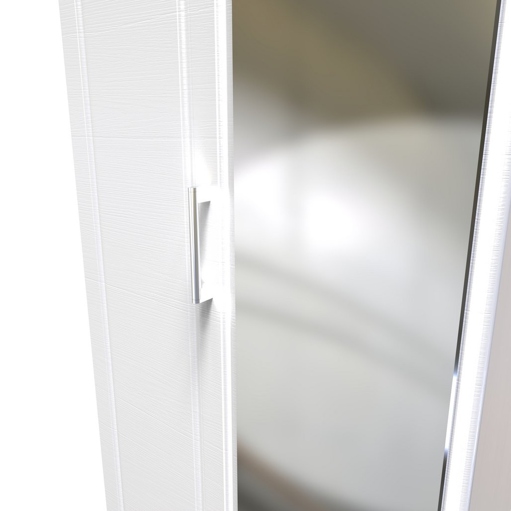 Kent Mirrored 2 Door Double Wardrobe with Oak Top