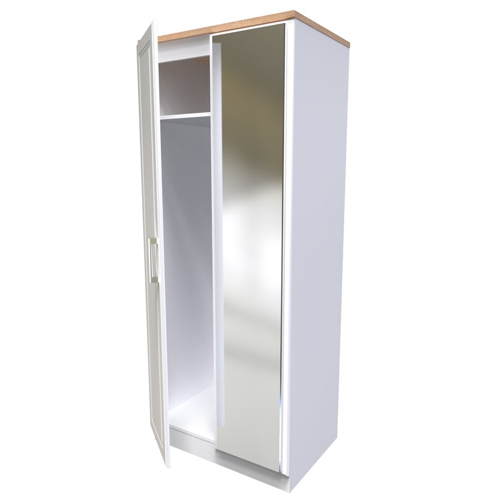 Kent 2 Door Mirrored Double Wardrobe, 3 Drawer Bedsides & 3 Drawer Deep Chest of Drawers