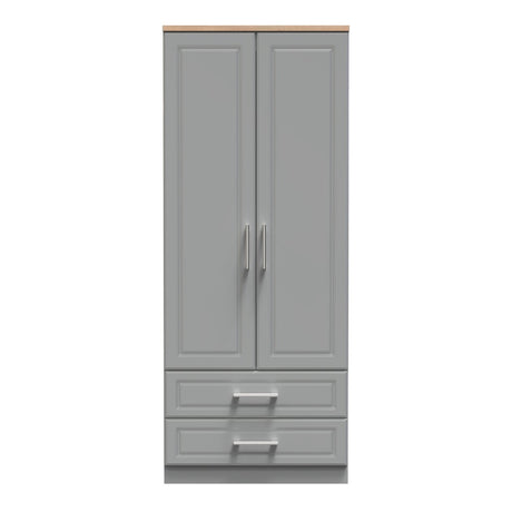 Kent 2 Drawer 2 Door Double Wardrobe with Oak Top