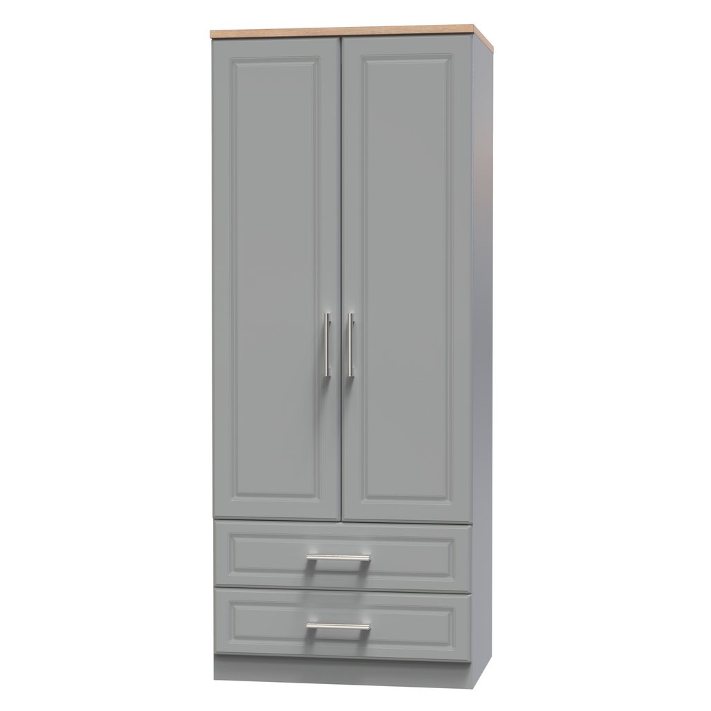 Kent 2 Drawer 2 Door Double Wardrobe, 3 Drawer Bedside & 3 Drawer Deep Chest of Drawers
