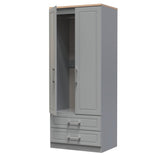 Kent 2 Drawer 2 Door Double Wardrobe with Oak Top