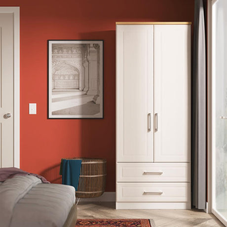 Kent 2 Drawer 2 Door Double Wardrobe with Oak Top