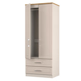 Kent 2 Drawer 2 Door Double Wardrobe with Oak Top