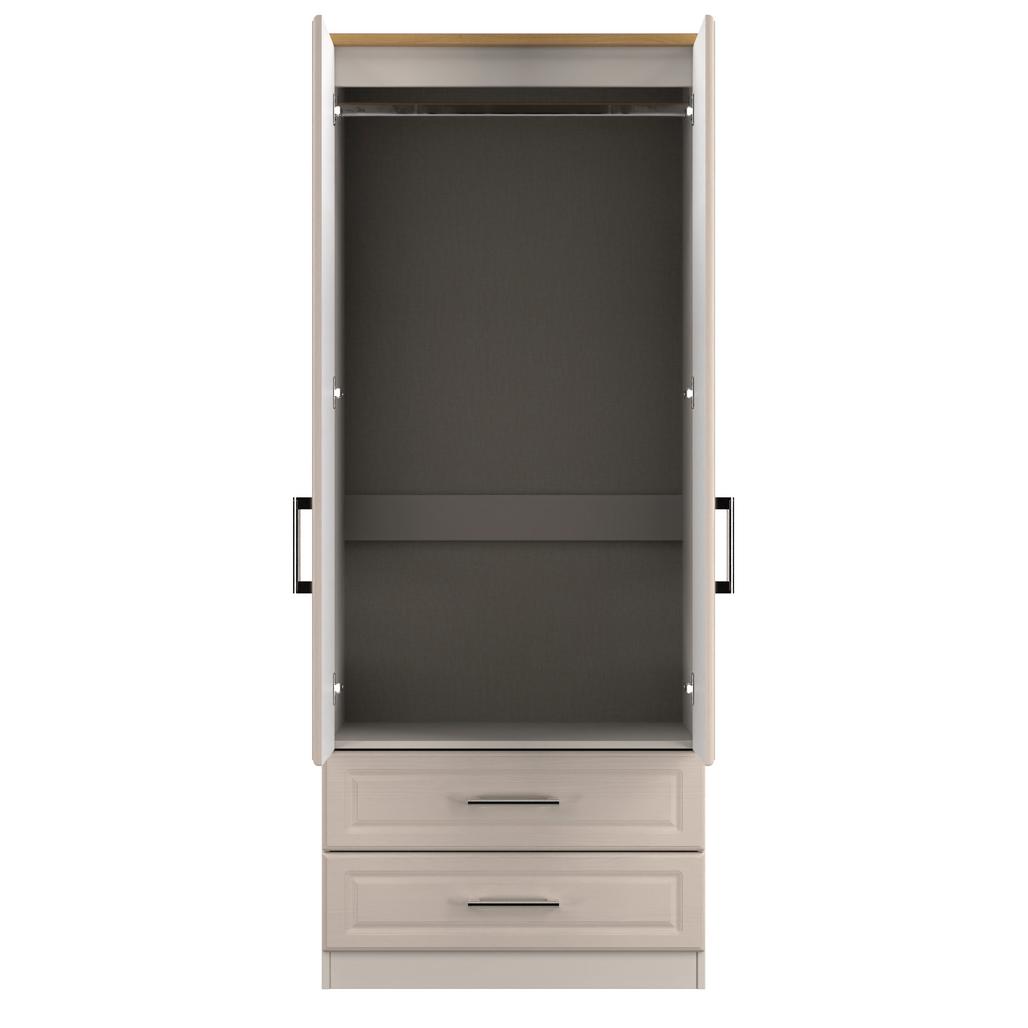 Kent 2 Drawer 2 Door Double Wardrobe with Oak Top