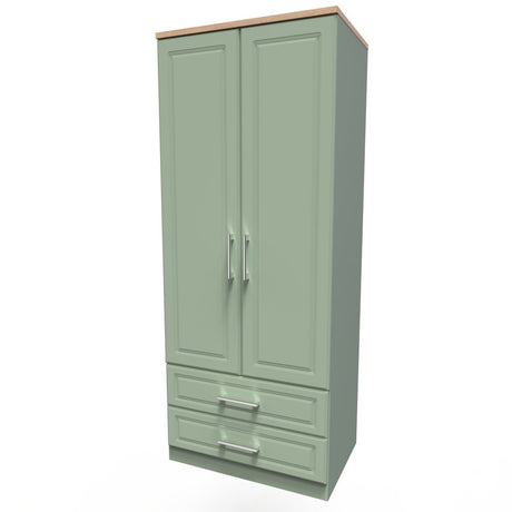Kent 2 Drawer 2 Door Double Wardrobe with Oak Top