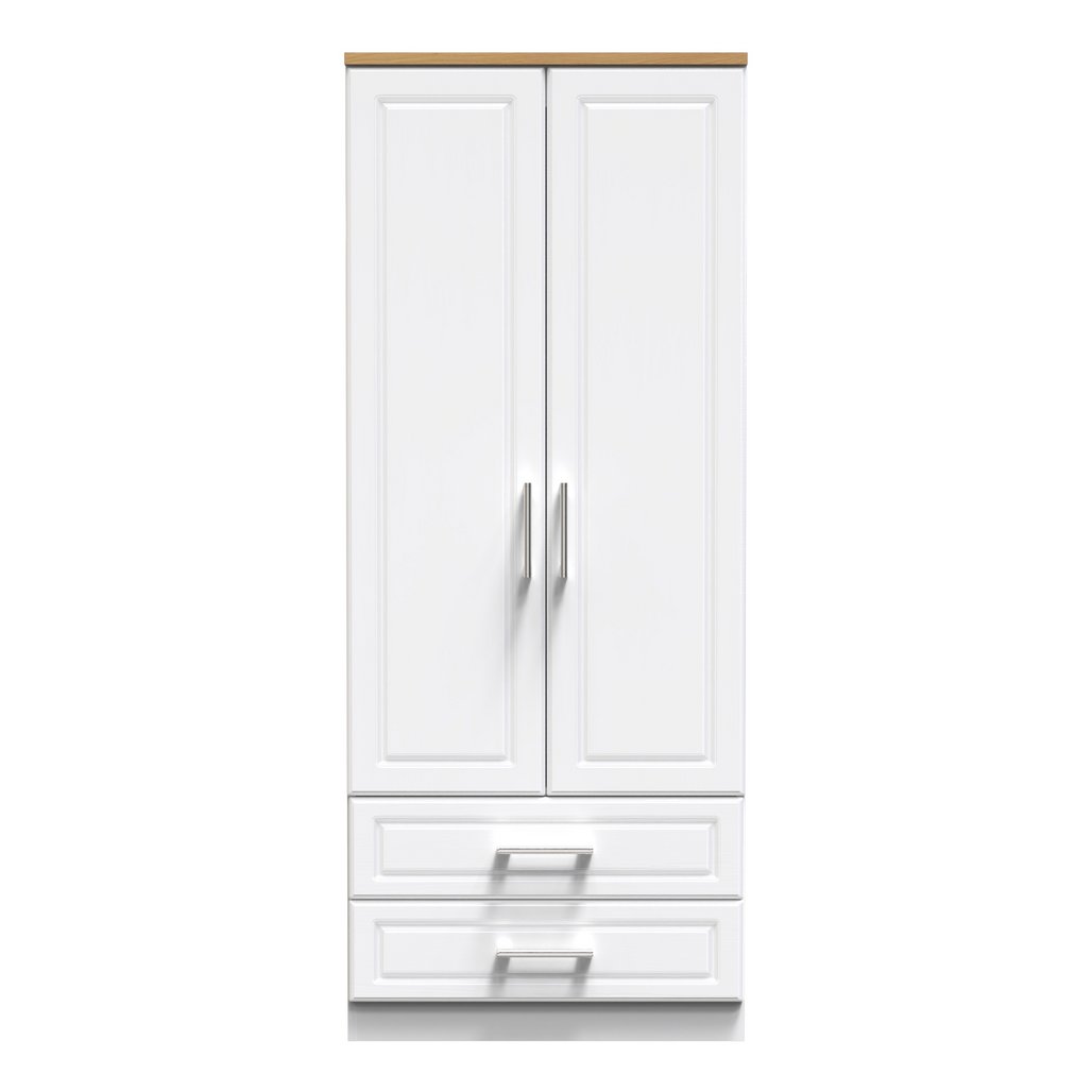 Kent 2 Drawer 2 Door Double Wardrobe, 3 Drawer Bedside & 3 Drawer Deep Chest of Drawers