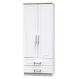 Kent 2 Drawer 2 Door Double Wardrobe with Oak Top