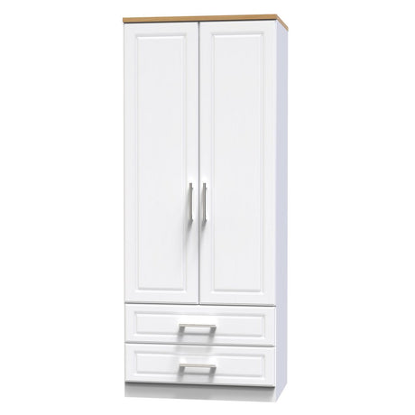 Kent 2 Drawer 2 Door Double Wardrobe with Oak Top
