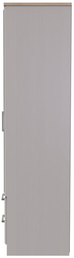Kent Mirrored 2 Door 2 Drawer Double Wardrobe with Oak Top