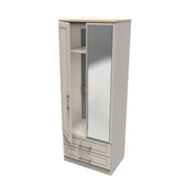 Kent 2 Drawer 2 Door Mirrored Double Wardrobe, 3 Drawer Bedside & 3 Drawer Deep Chest of Drawers