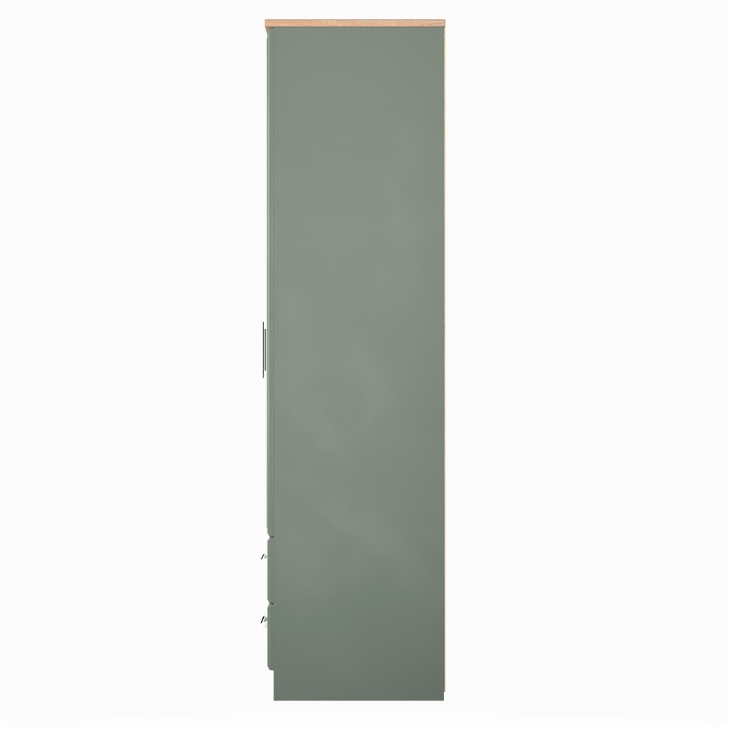 Kent 2 Drawer 2 Door Mirrored Double Wardrobe, 3 Drawer Bedside & 3 Drawer Deep Chest of Drawers