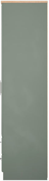 Kent Mirrored 2 Door 2 Drawer Double Wardrobe with Oak Top