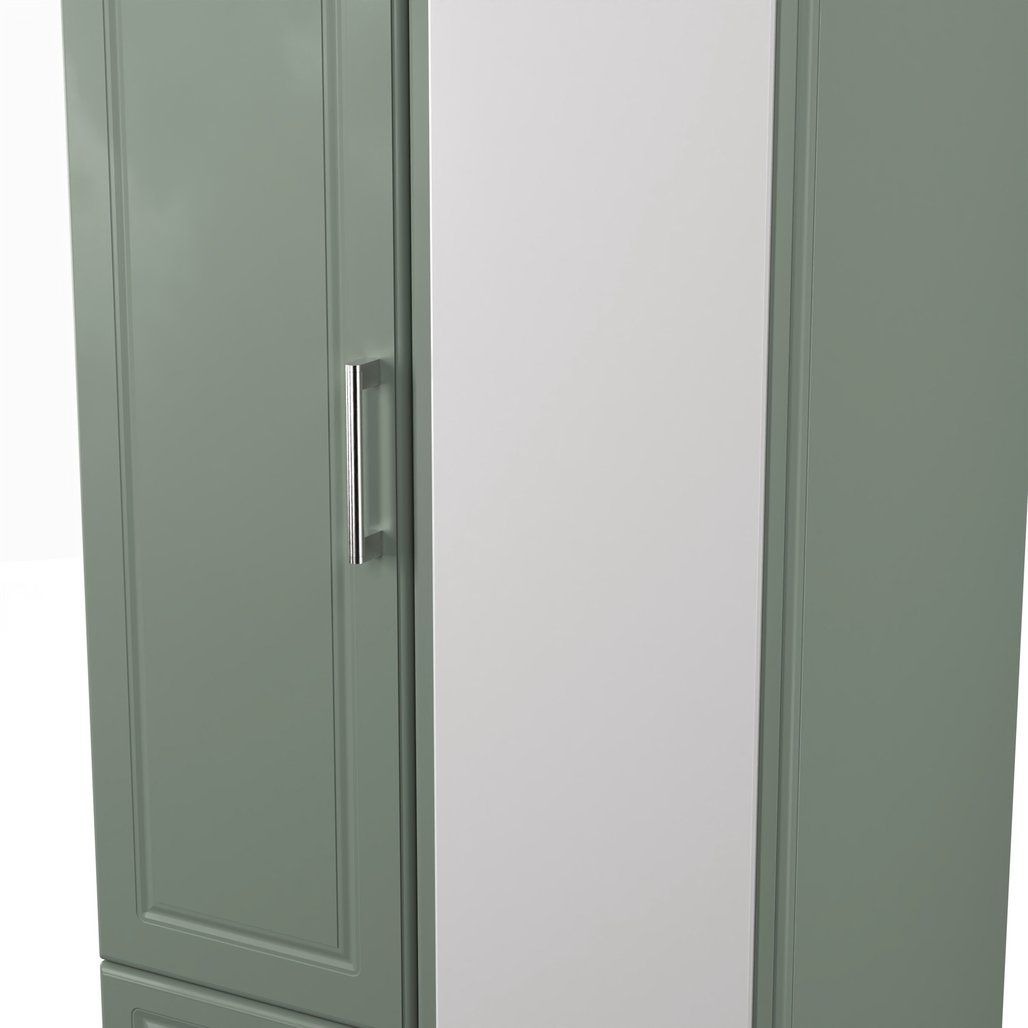 Kent Mirrored 2 Door 2 Drawer Double Wardrobe with Oak Top