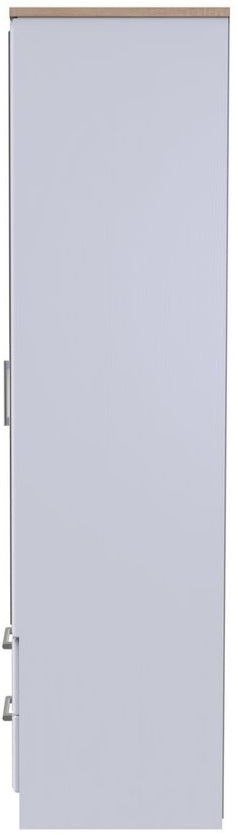 Kent Mirrored 2 Door 2 Drawer Double Wardrobe with Oak Top